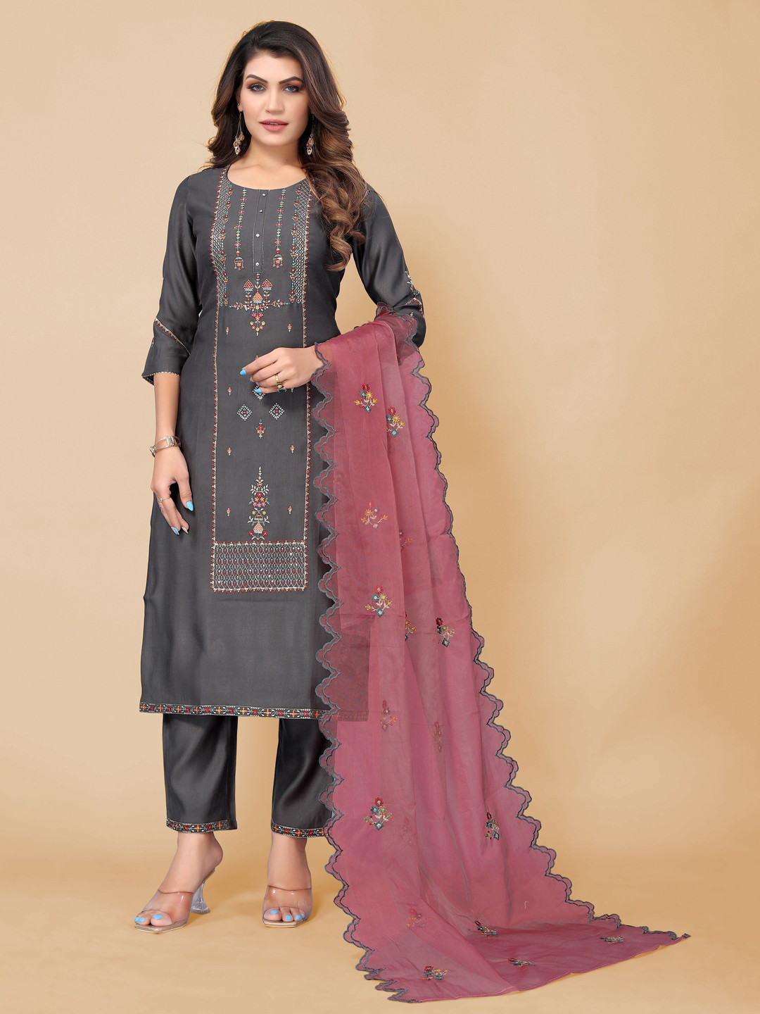 KALINI Women Black Ethnic Motifs Embroidered Aari Work Kurta with Trousers & With Dupatta
KALINI Women Black Ethnic Motifs Embroidered Aari Work Kurta with Trousers & With Dupatta