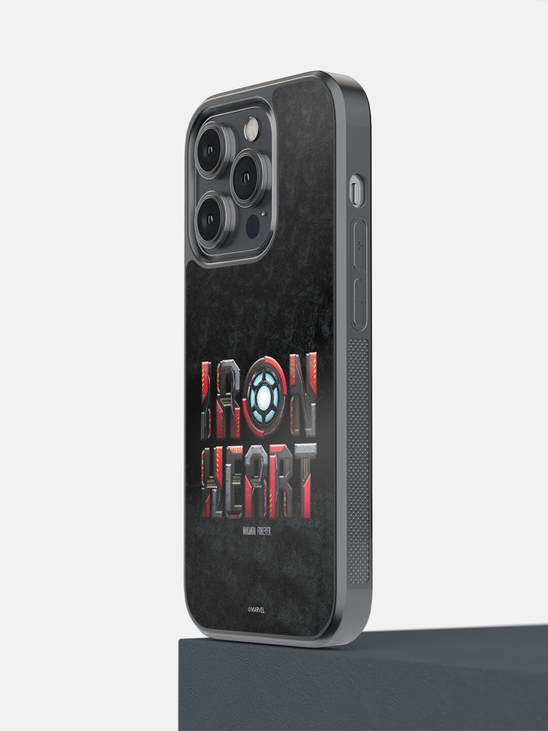 macmerise Black & Red Wakanda Forever Iron Heart Logo iPhone 14 Pro Back Case