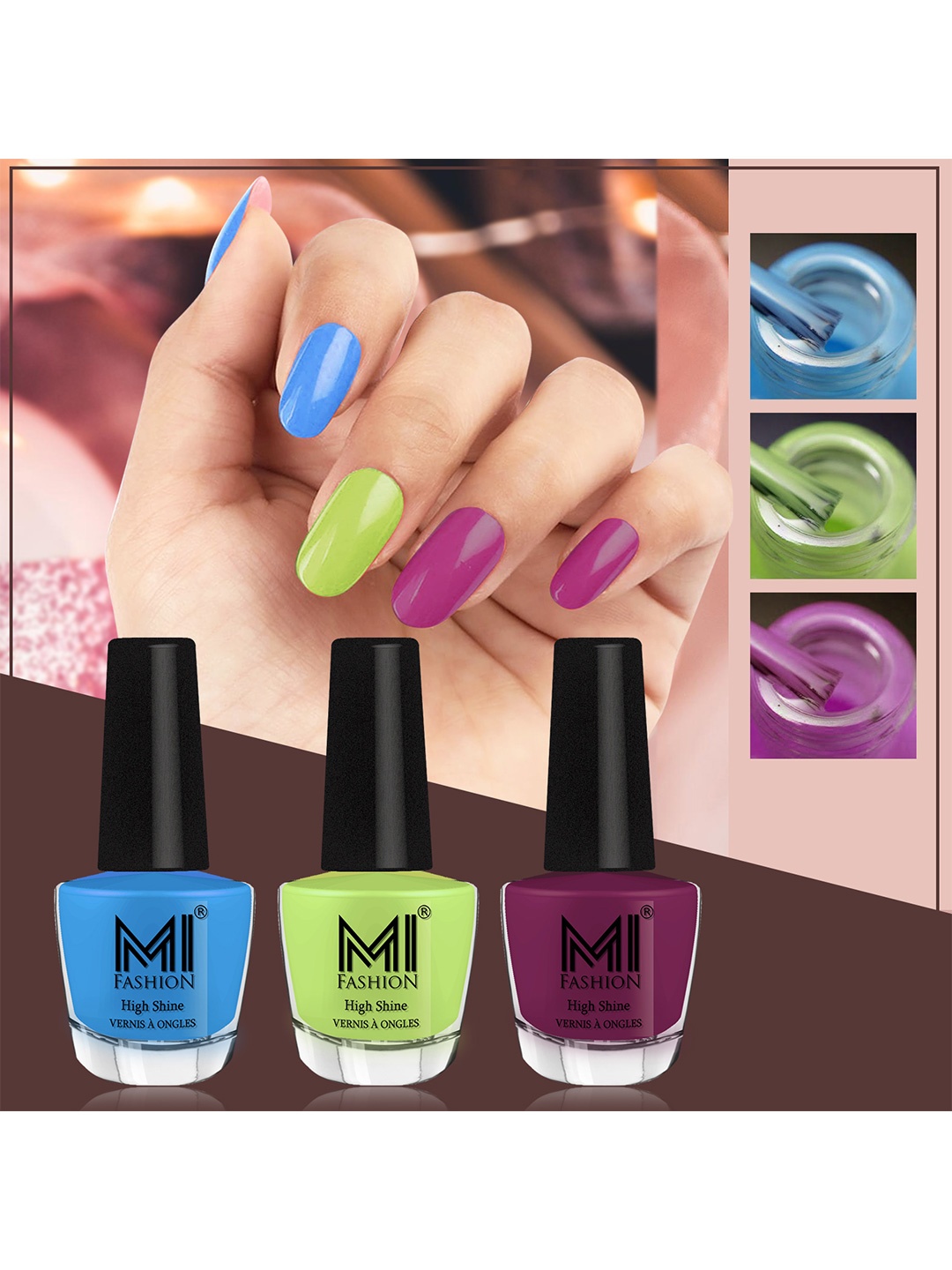 MI FASHION Vernis A Ongles Set Of 3 Bang On High Shine Long Stay Nail Polishes 12ml each, Blue
MI FASHION Vernis A Ongles Set Of 3 Bang On High Shine Long Stay Nail Polishes 12ml each, Blue