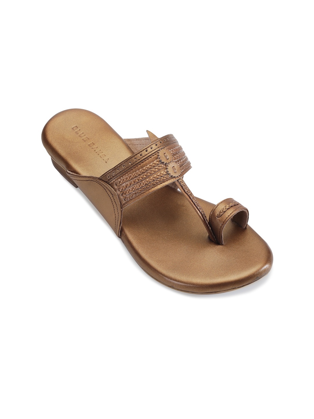 BLUE BAKSA Bronze-Toned Leather Block Heels