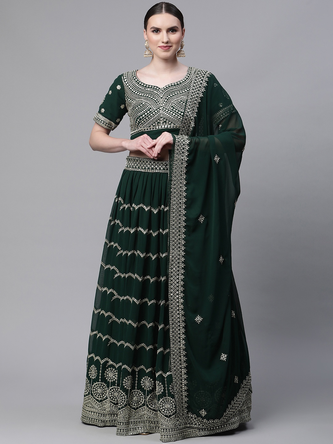 Readiprint Fashions Georgette Embroidered Unstitched Lehenga & Blouse With Dupatta, Green
Readiprint Fashions Georgette Embroidered Unstitched Lehenga & Blouse With Dupatta, Green