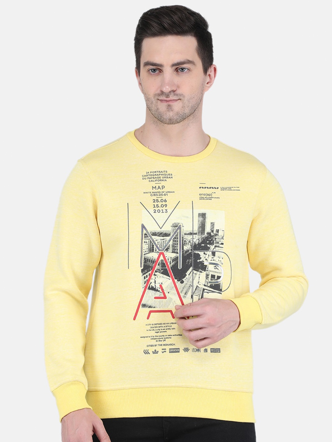 Monte Carlo Men Yellow Printed Sweatshirt