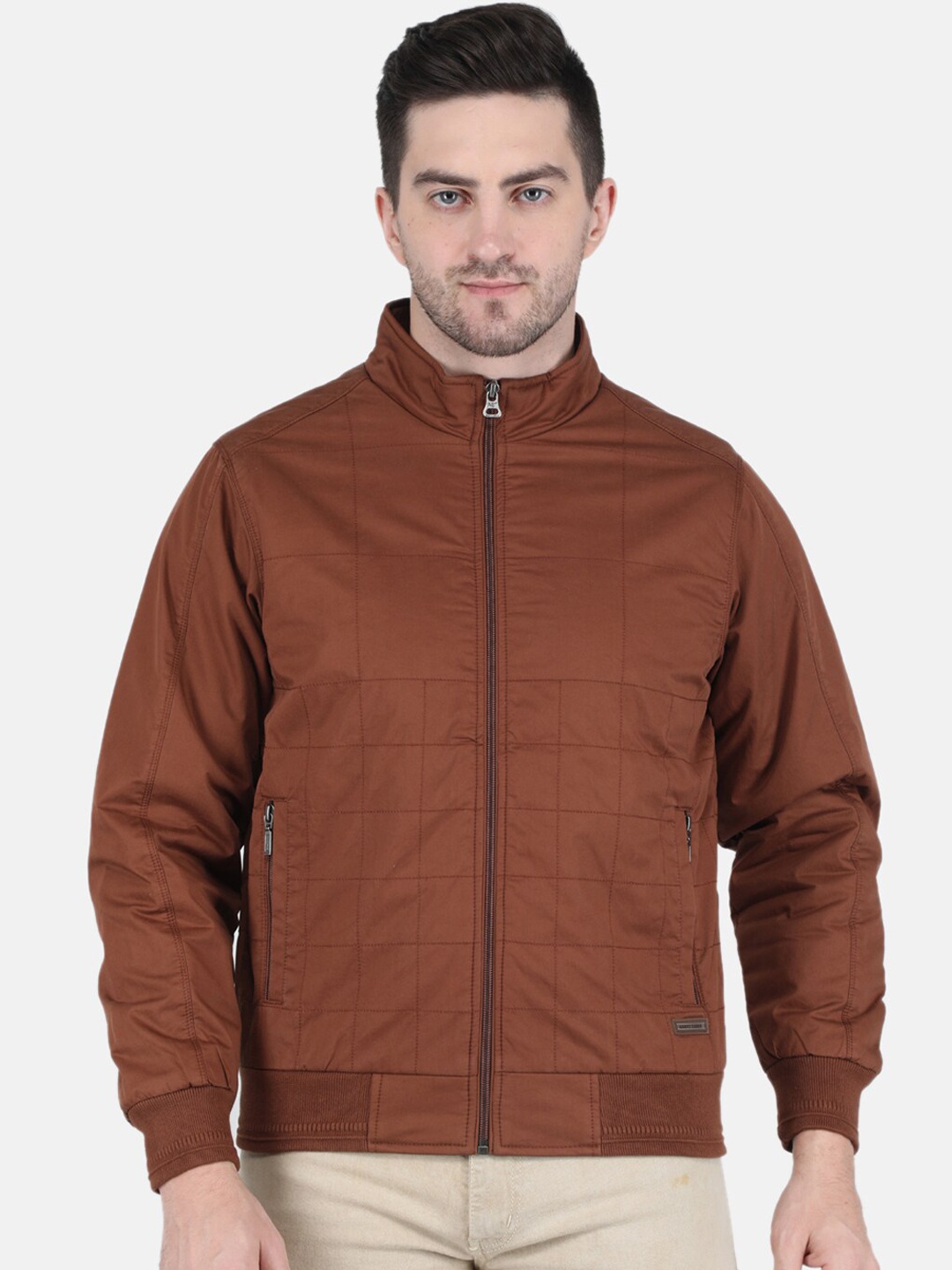 Monte Carlo Men Brown Cotton Bomber Jacket