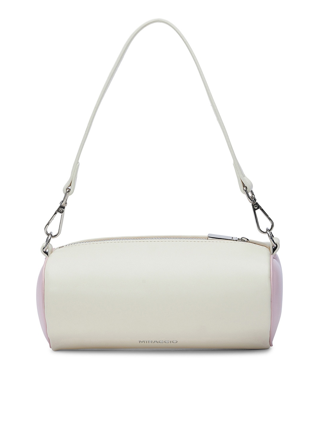 MIRAGGIO White Elongated Heart Shaped Shoulder Bag with Sling & Shoulder Strap