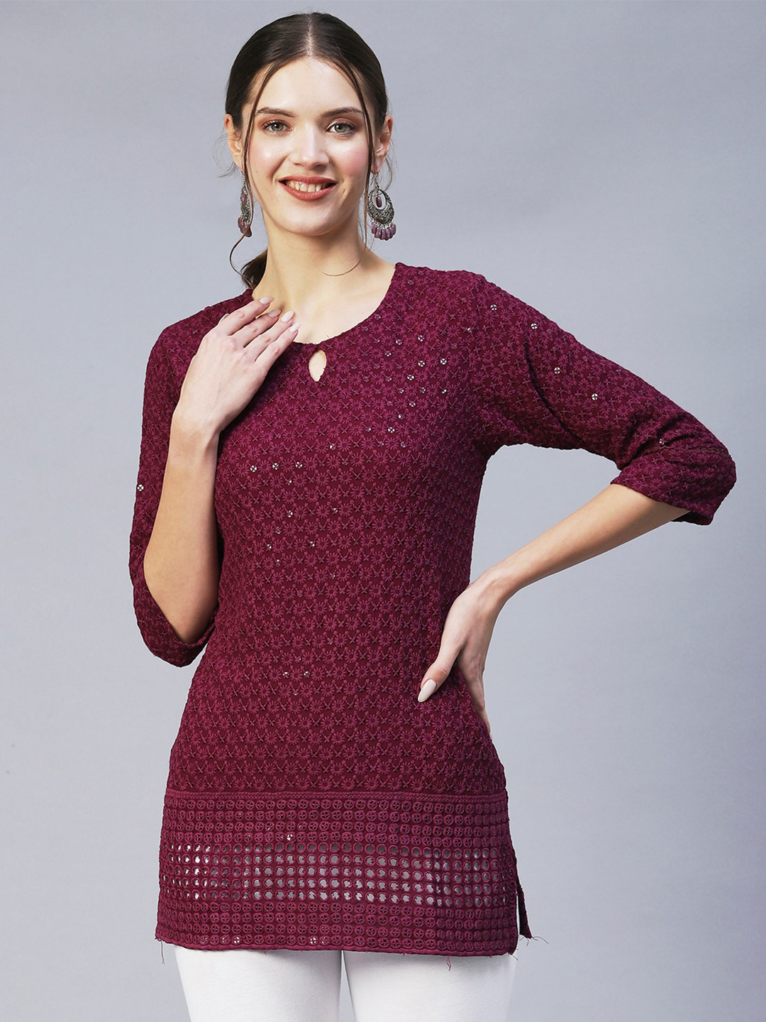 POONAM DESIGNER Purple Viscose Rayon Embroidered Tunic 
POONAM DESIGNER Purple Viscose Rayon Embroidered Tunic