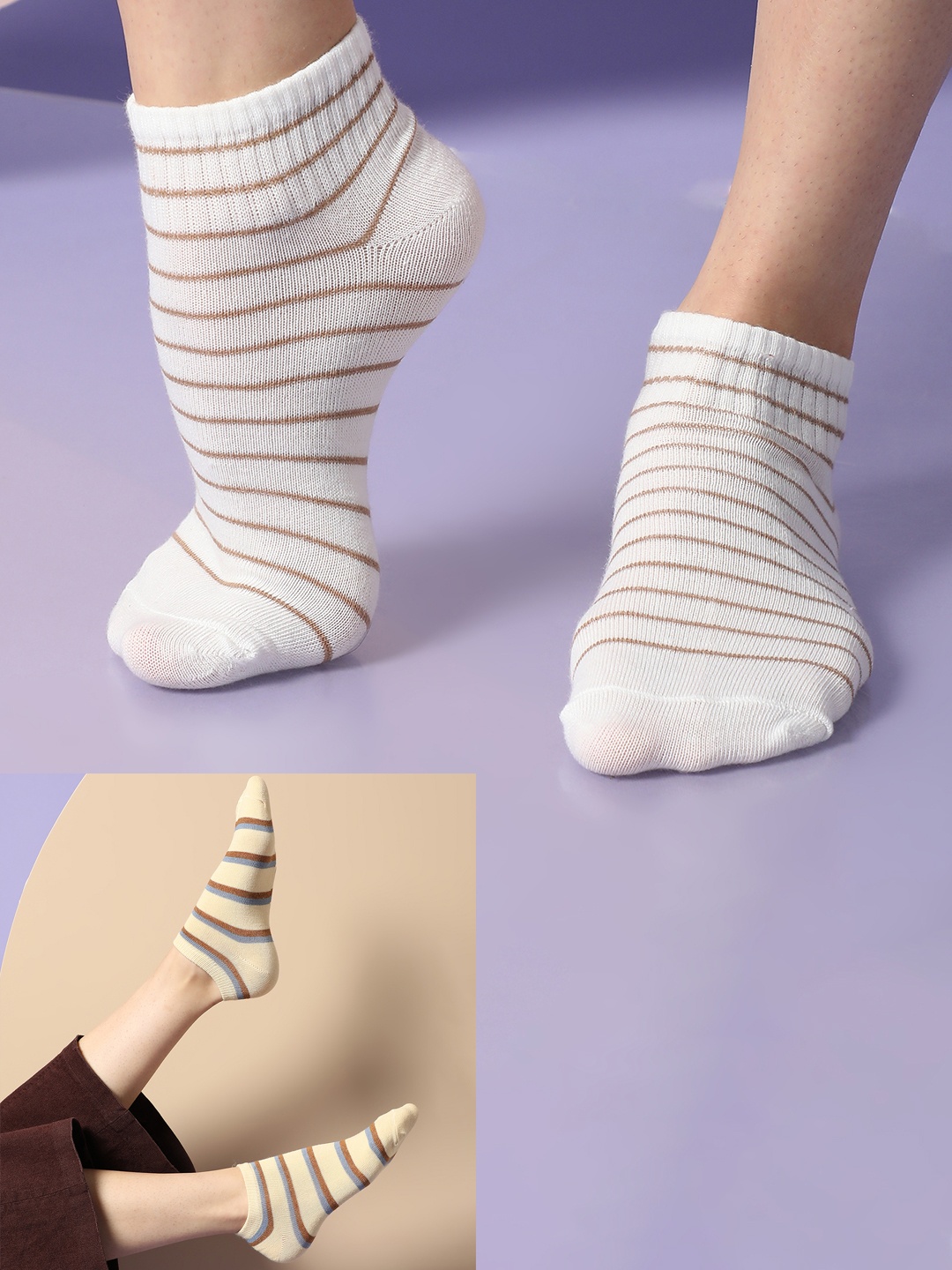 HAUTE SAUCE by Campus Sutra Women White & Beige Pack Of 2 Patterned Ankle Length Socks
HAUTE SAUCE by Campus Sutra Women White & Beige Pack Of 2 Patterned Ankle Length Socks