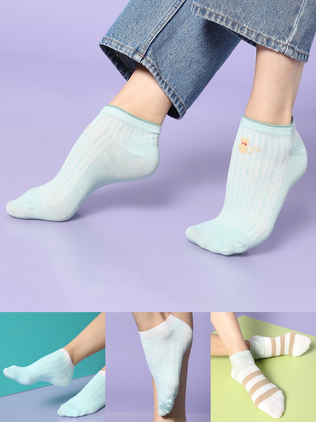 HAUTE SAUCE by Campus Sutra Women Pack Of 4 Patterned Cotton Ankle-Length Socks, Blue
HAUTE SAUCE by Campus Sutra Women Pack Of 4 Patterned Cotton Ankle-Length Socks, Blue
