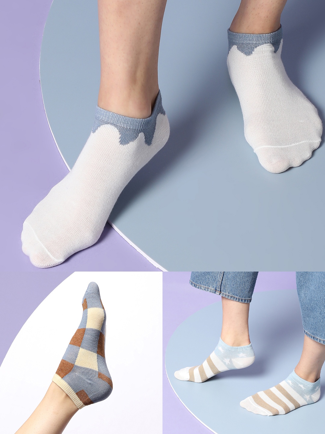 HAUTE SAUCE by Campus Sutra Women Pack Of 3 Patterned Cotton Ankle-Length Socks, Cream
HAUTE SAUCE by Campus Sutra Women Pack Of 3 Patterned Cotton Ankle-Length Socks, Cream