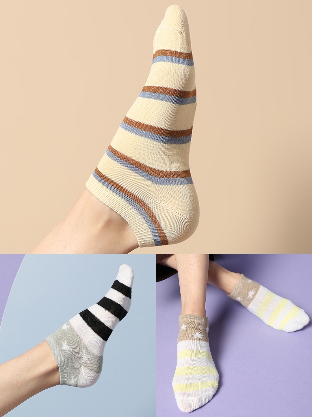 HAUTE SAUCE by Campus Sutra Women Pack Of 3 Patterned Cotton Ankle-Length Socks, White
HAUTE SAUCE by Campus Sutra Women Pack Of 3 Patterned Cotton Ankle-Length Socks, White