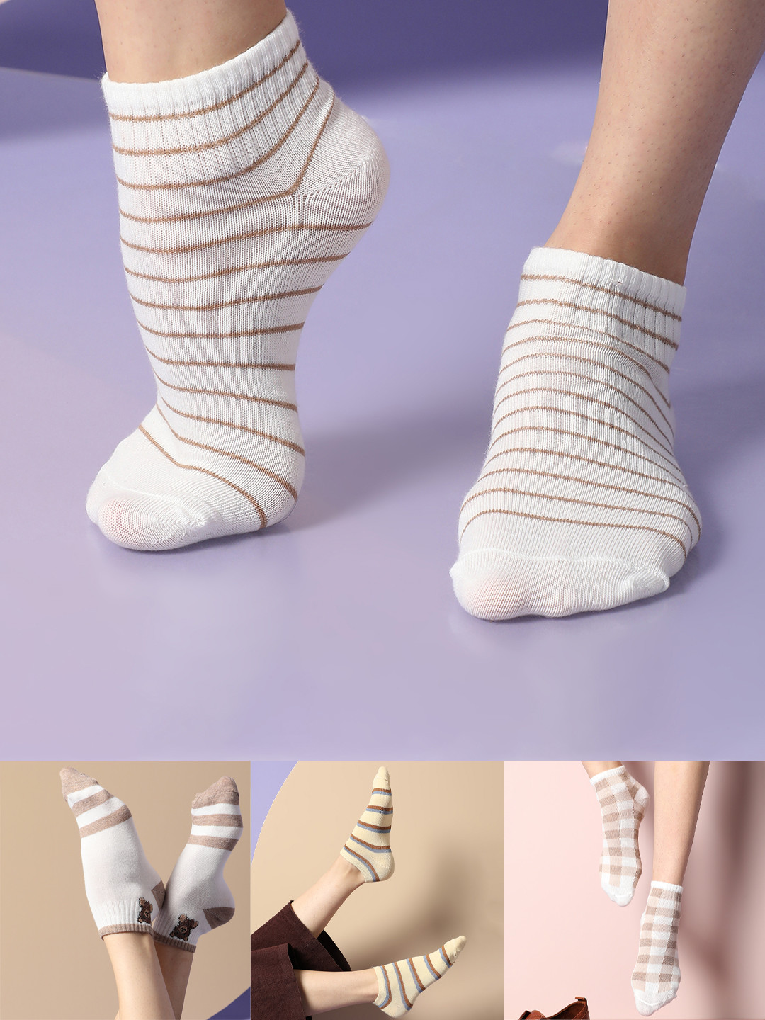HAUTE SAUCE by Campus Sutra Women Pack Of 4 Patterned Ankle Length Cotton Socks, White
HAUTE SAUCE by Campus Sutra Women Pack Of 4 Patterned Ankle Length Cotton Socks, White