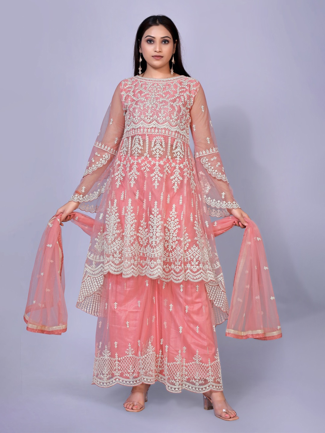 kasee Women Peach-Coloured Ethnic Motifs Embroidered Panelled Thread Work Kurta with Palazzos & With Dupatta
kasee Women Peach-Coloured Ethnic Motifs Embroidered Panelled Thread Work Kurta with Palazzos & With Dupatta