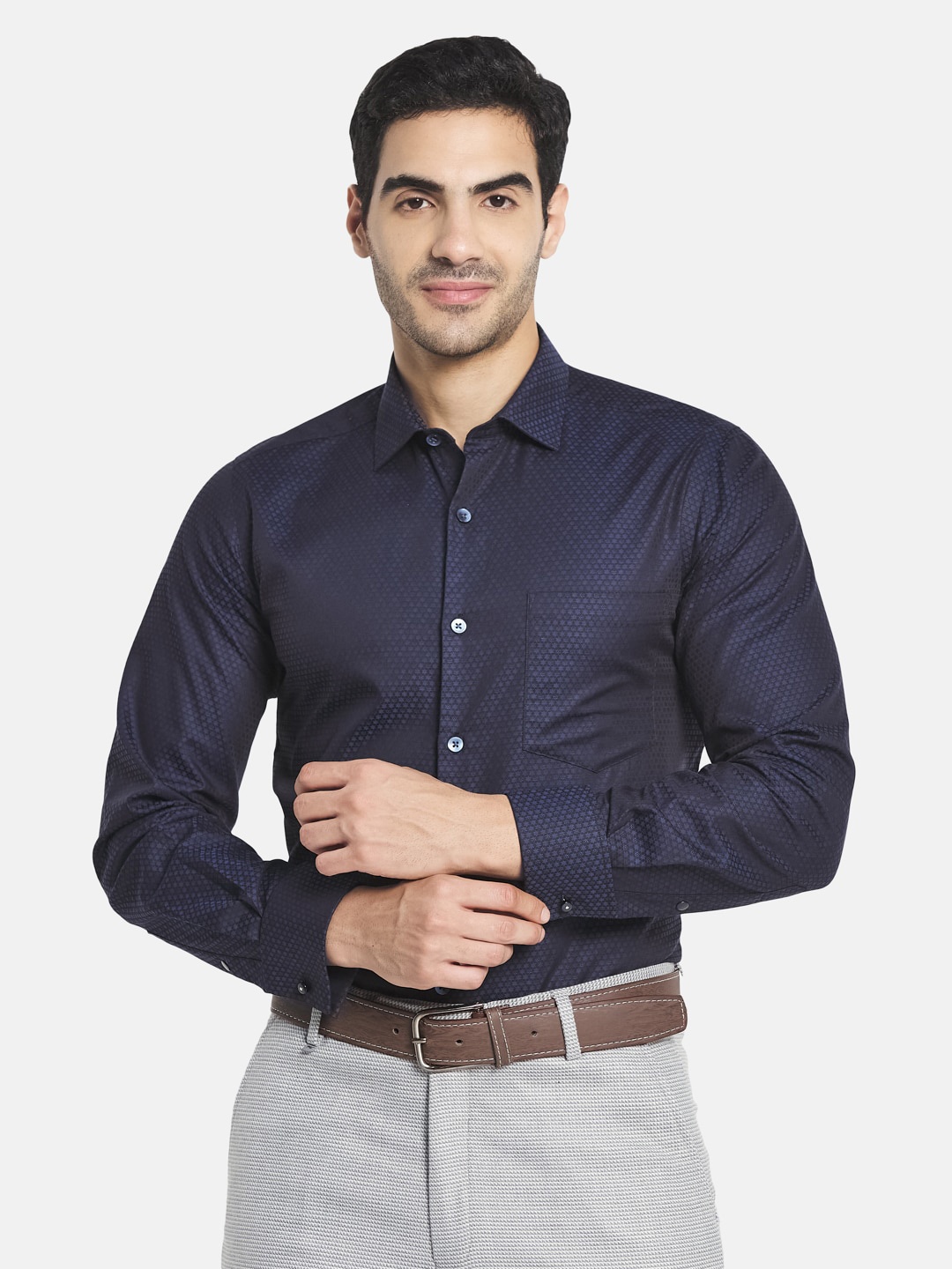 Monte Carlo Men Blue Casual Cotton Shirt