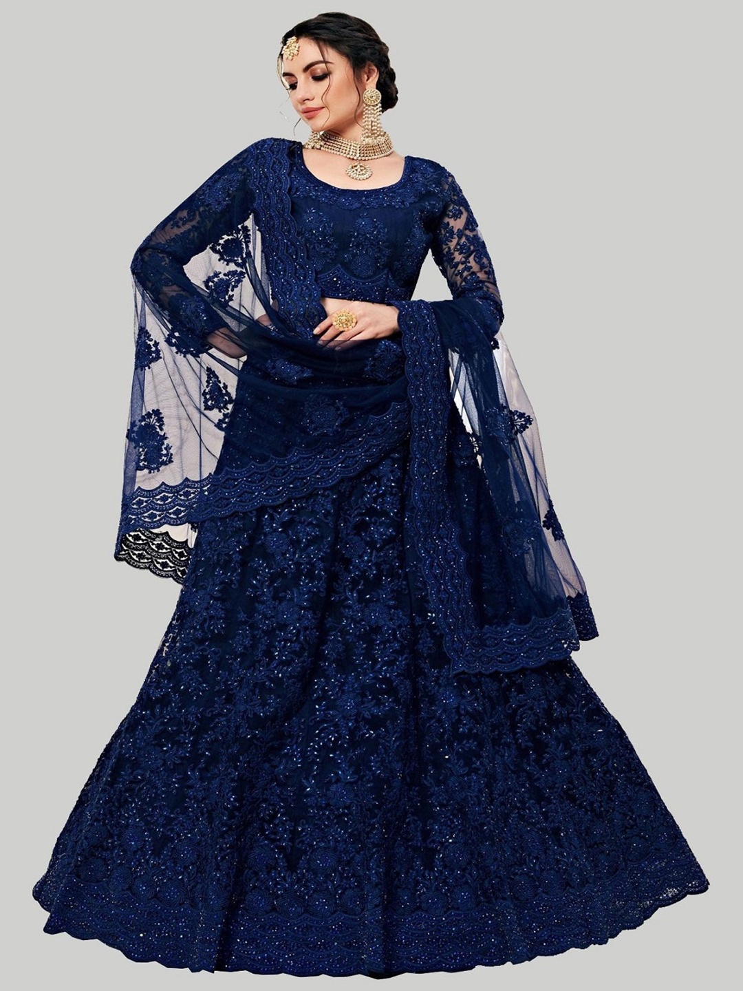 GOROLY Blue Embroidered Thread Work Semi-Stitched Lehenga & Unstitched Blouse With Dupatta
GOROLY Blue Embroidered Thread Work Semi-Stitched Lehenga & Unstitched Blouse With Dupatta