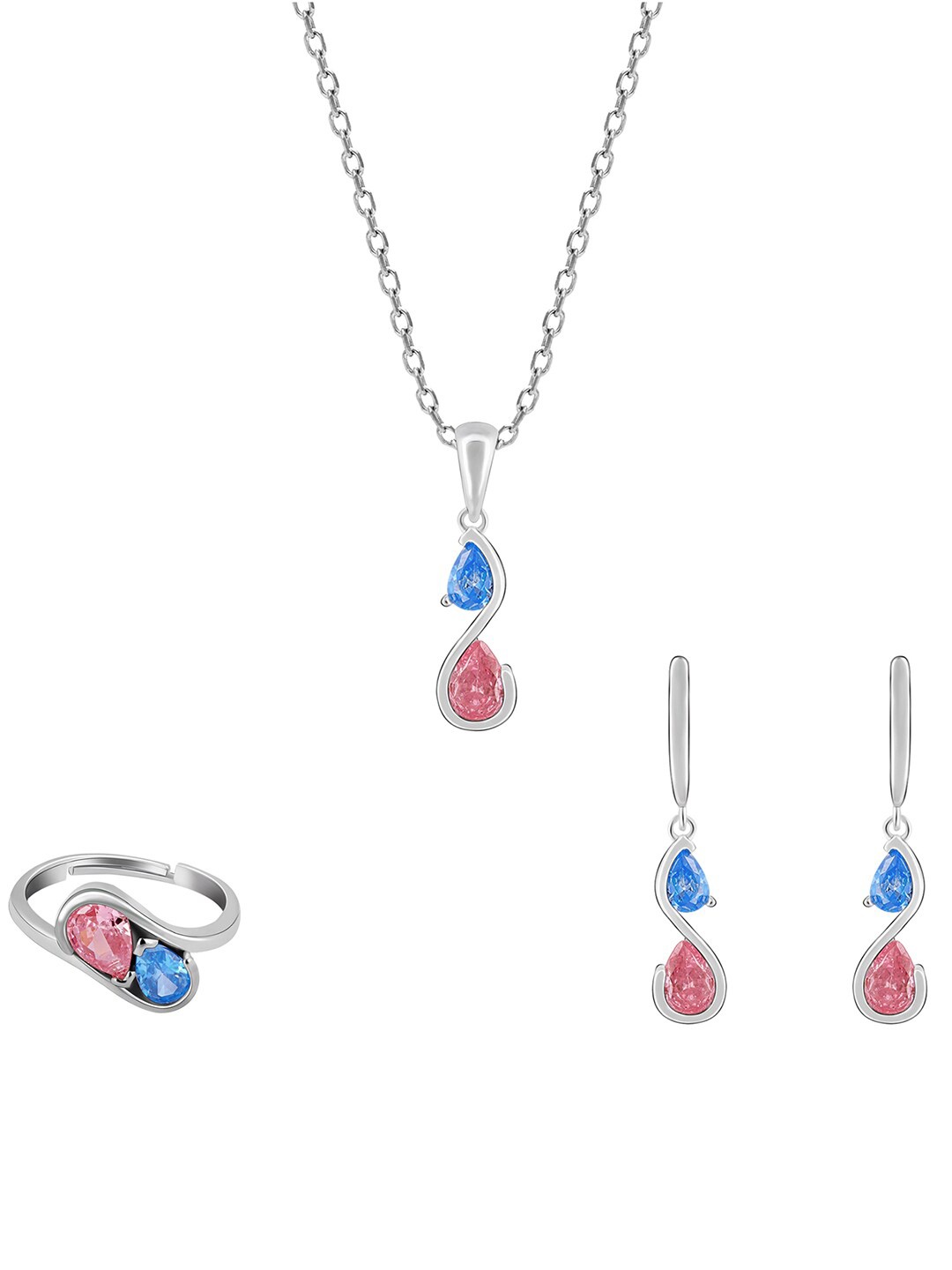 GIVA 925 Sterling Silver Rhodium-Plated Pink & Blue Stone-Studded & Beaded Jewellery Set
GIVA 925 Sterling Silver Rhodium-Plated Pink & Blue Stone-Studded & Beaded Jewellery Set