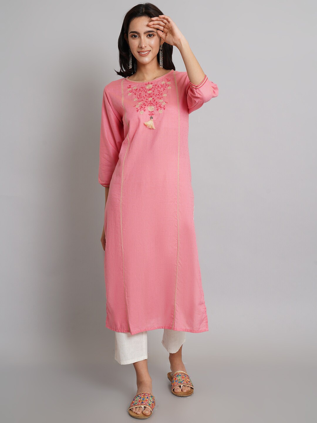 Risirioutfit Pink Ethnic Motifs Embroidered Thread Work Pure Cotton Kurta with Trousers
Risirioutfit Pink Ethnic Motifs Embroidered Thread Work Pure Cotton Kurta with Trousers