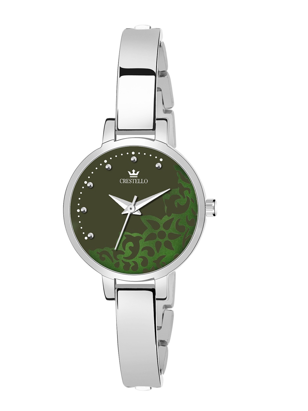 CRESTELLO Women Green Printed Dial Stainless Steel Bracelet Style Analogue Watch CR-JWL126
CRESTELLO Women Green Printed Dial Stainless Steel Bracelet Style Analogue Watch CR-JWL126