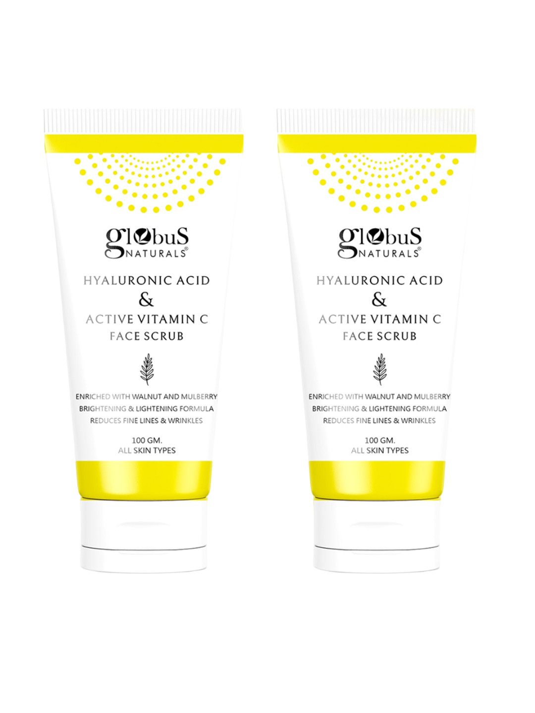 Globus naturals Set Of 2 Hyaluronic Acid & Vitamin C Anti Ageing Face Scrub 100gms Each, Yellow
Globus naturals Set Of 2 Hyaluronic Acid & Vitamin C Anti Ageing Face Scrub 100gms Each, Yellow