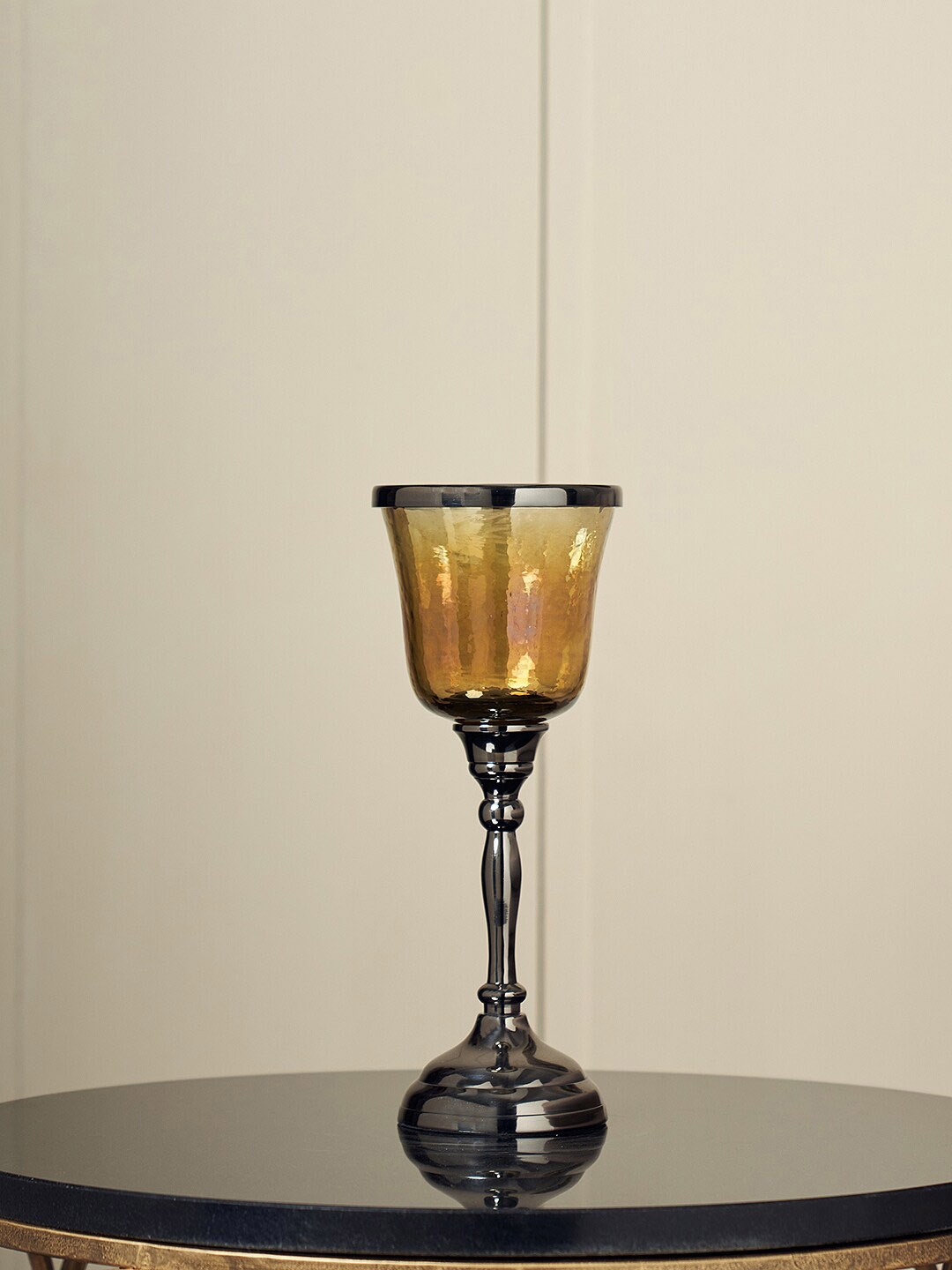 Pure Home and Living Black Glass Candle Holder