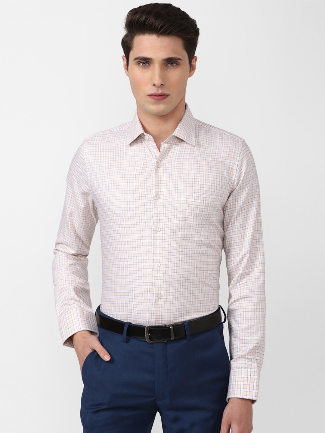Van Heusen Men Cream-Coloured Slim Fit Grid Tattersall Checks Pure Cotton Formal Shirt
Van Heusen Men Cream-Coloured Slim Fit Grid Tattersall Checks Pure Cotton Formal Shirt