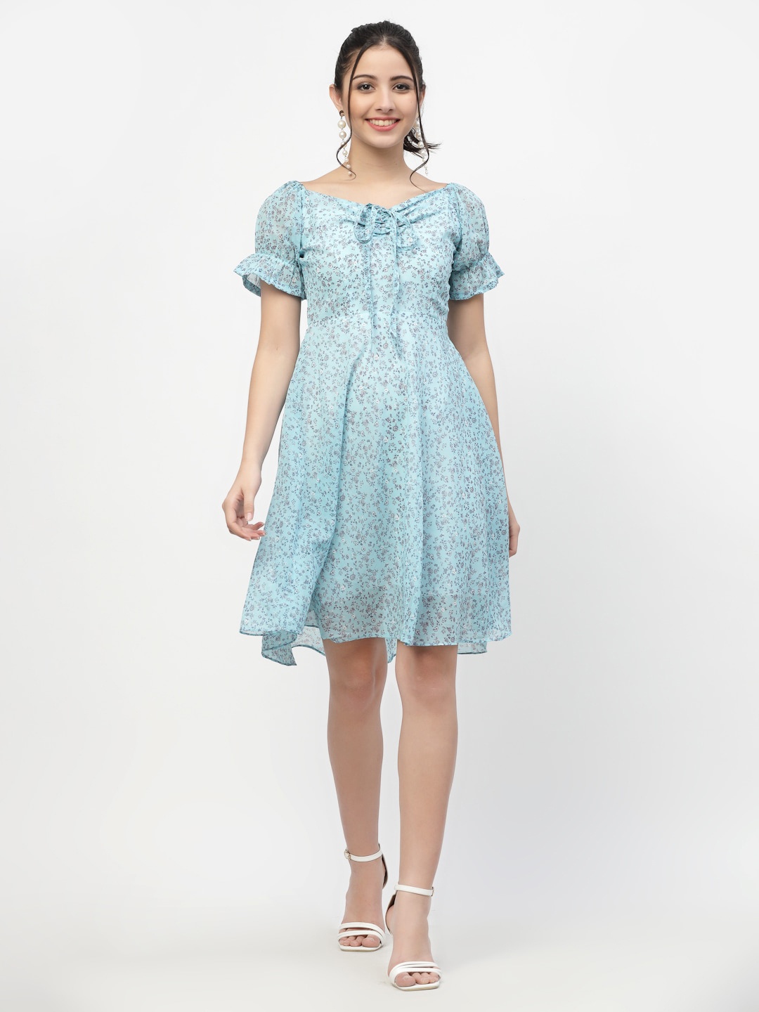 MISS AYSE Blue Pack Of 2 Floral Georgette Dress