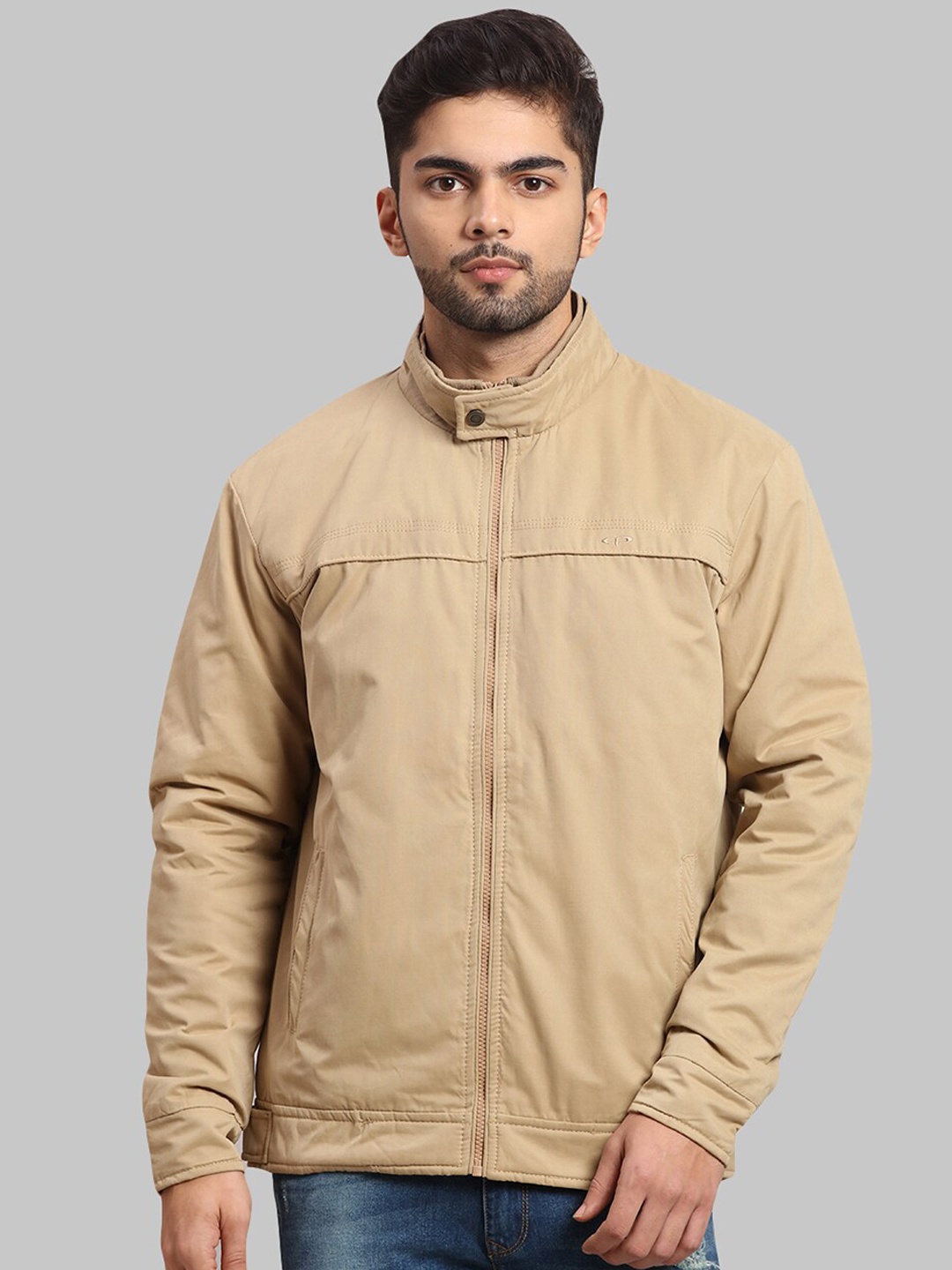 ColorPlus Men Khaki Cotton Bomber Jacket