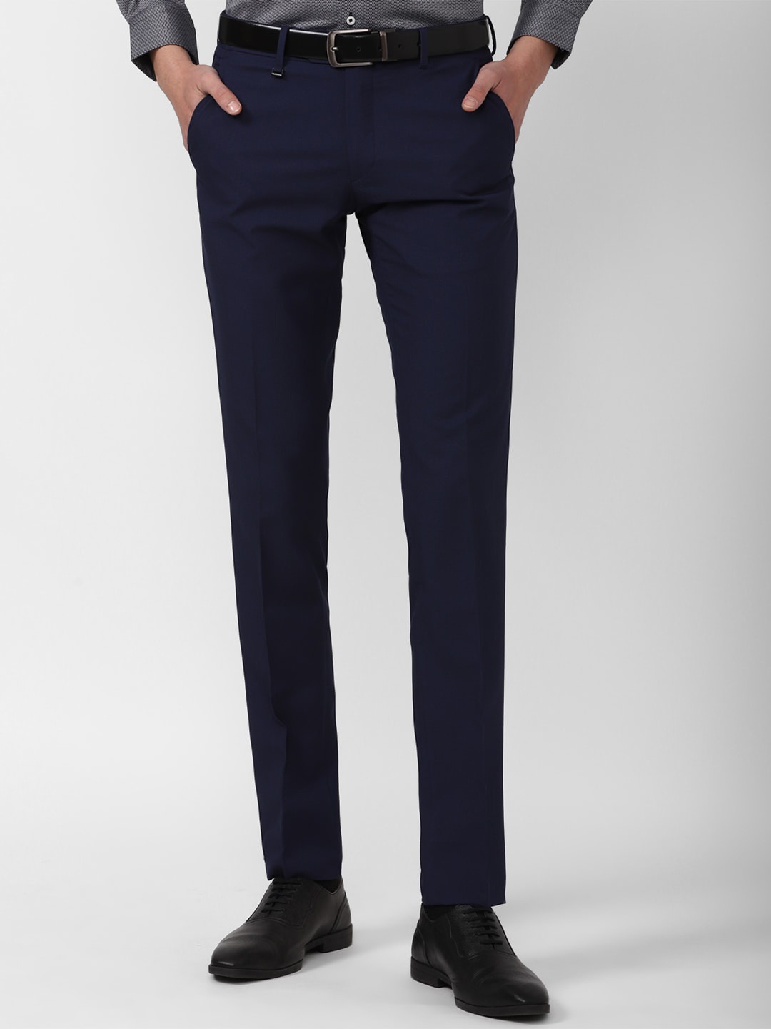 Van Heusen Men Navy Blue Slim Fit Trousers