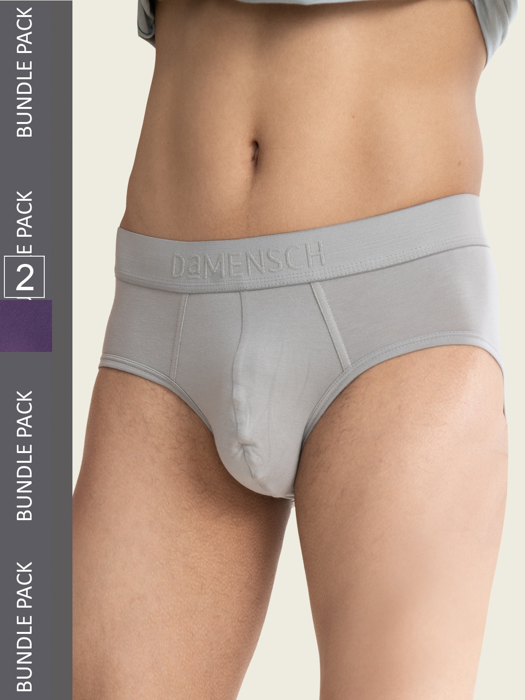 DAMENSCH Men Pack Of 2 Grey & Purple Deo-Soft Supima Modal Anti Bacterial Briefs
DAMENSCH Men Pack Of 2 Grey & Purple Deo-Soft Supima Modal Anti Bacterial Briefs