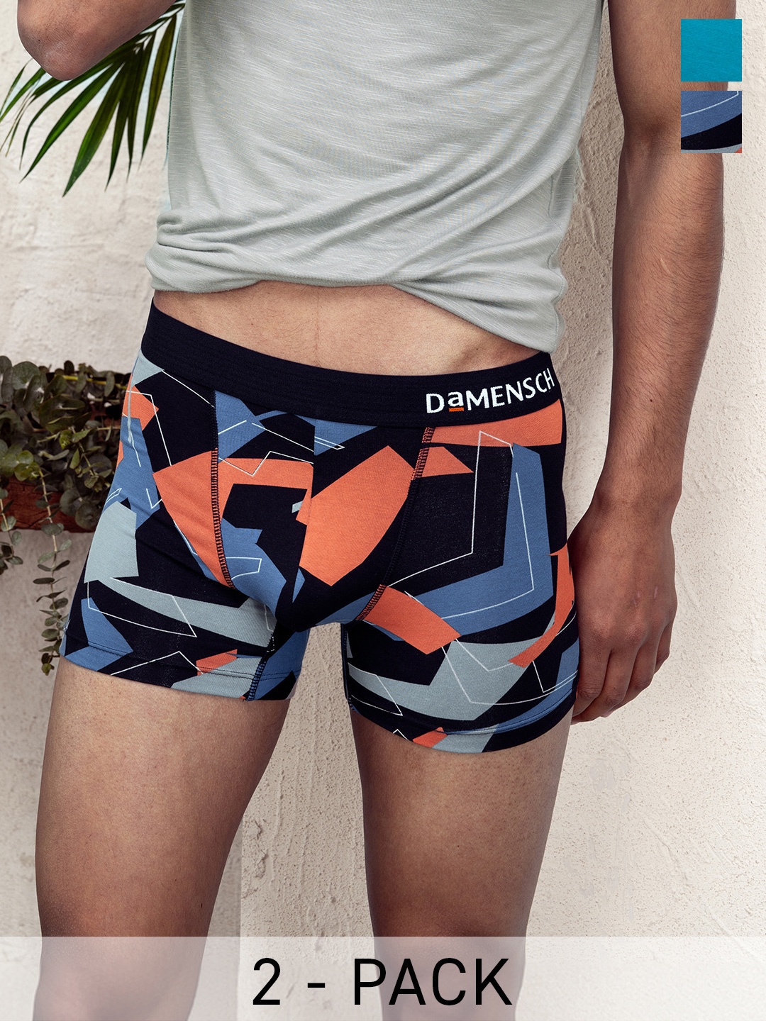 DaMENSCH Pack of 2 DEO-SOFT Solid & Printed Premium Egyptian Cotton-Modal Blend Trunk, Blue
DaMENSCH Pack of 2 DEO-SOFT Solid & Printed Premium Egyptian Cotton-Modal Blend Trunk, Blue