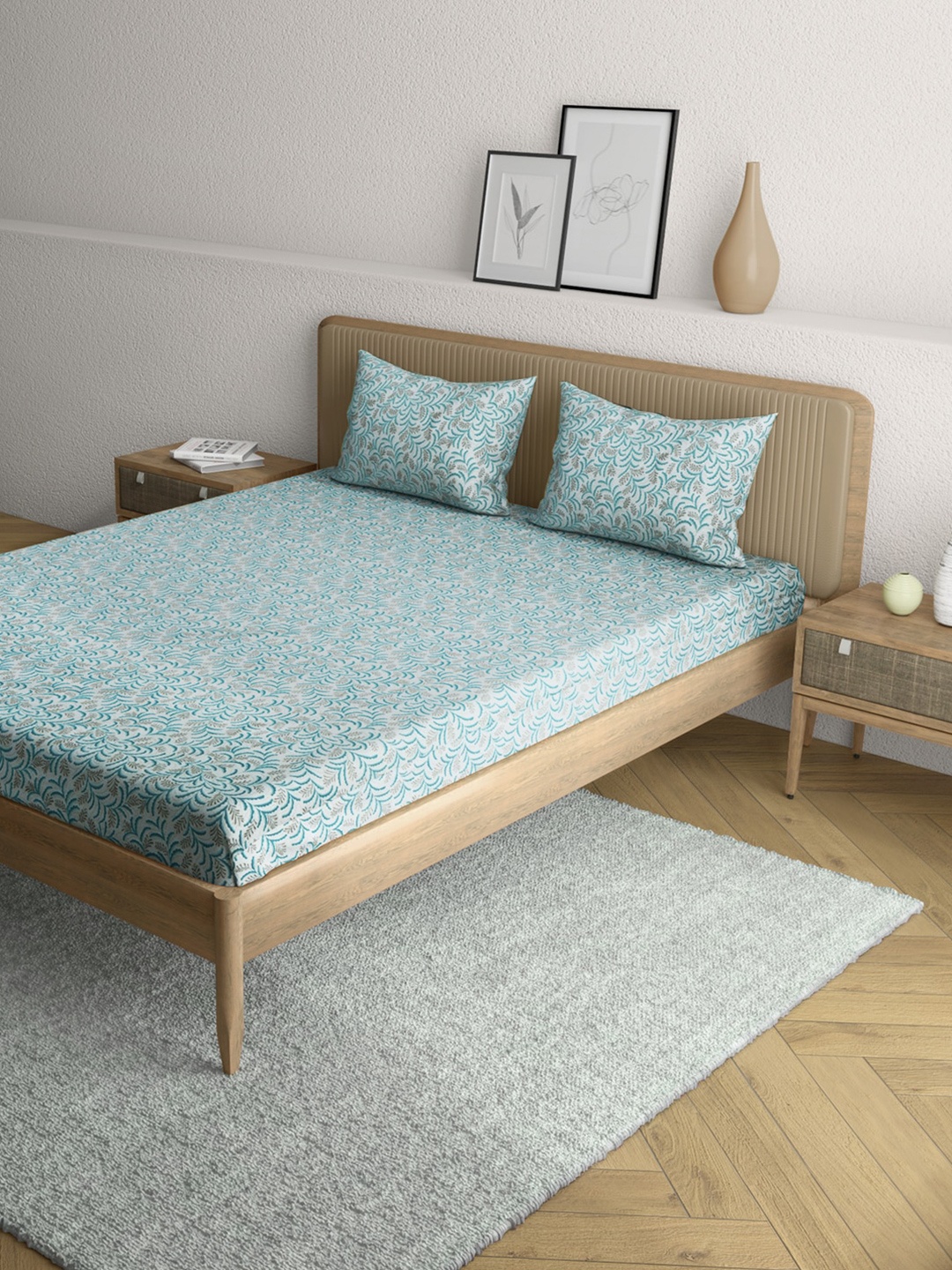 Anaqa by Pantaloons Teal & White Floral 144 TC Queen Bedsheet with 2 Pillow Covers
Anaqa by Pantaloons Teal & White Floral 144 TC Queen Bedsheet with 2 Pillow Covers