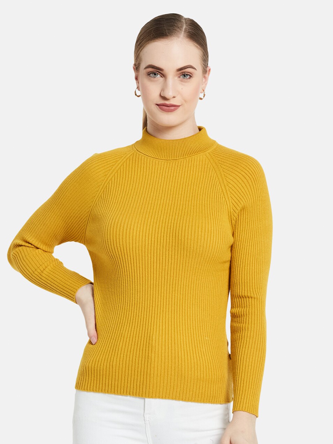 Monte Carlo Women Mustard Yellow Pullover Sweater