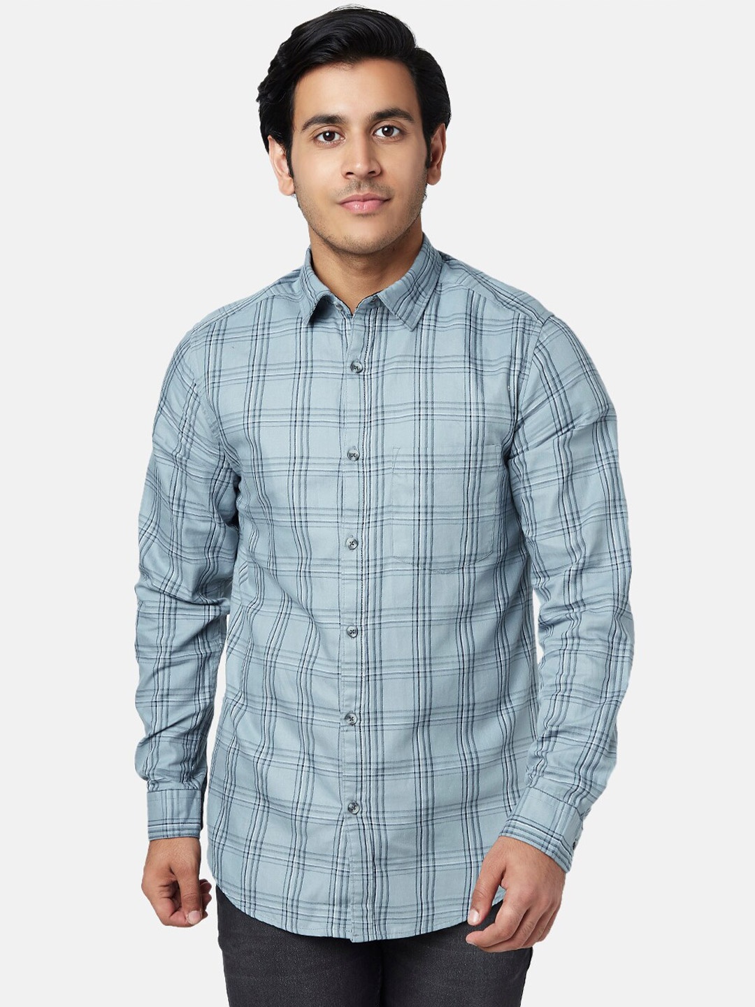 YU by Pantaloons Men Slim Fit Grid Tattersall Checked Cotton Casual Shirt, Grey
YU by Pantaloons Men Slim Fit Grid Tattersall Checked Cotton Casual Shirt, Grey