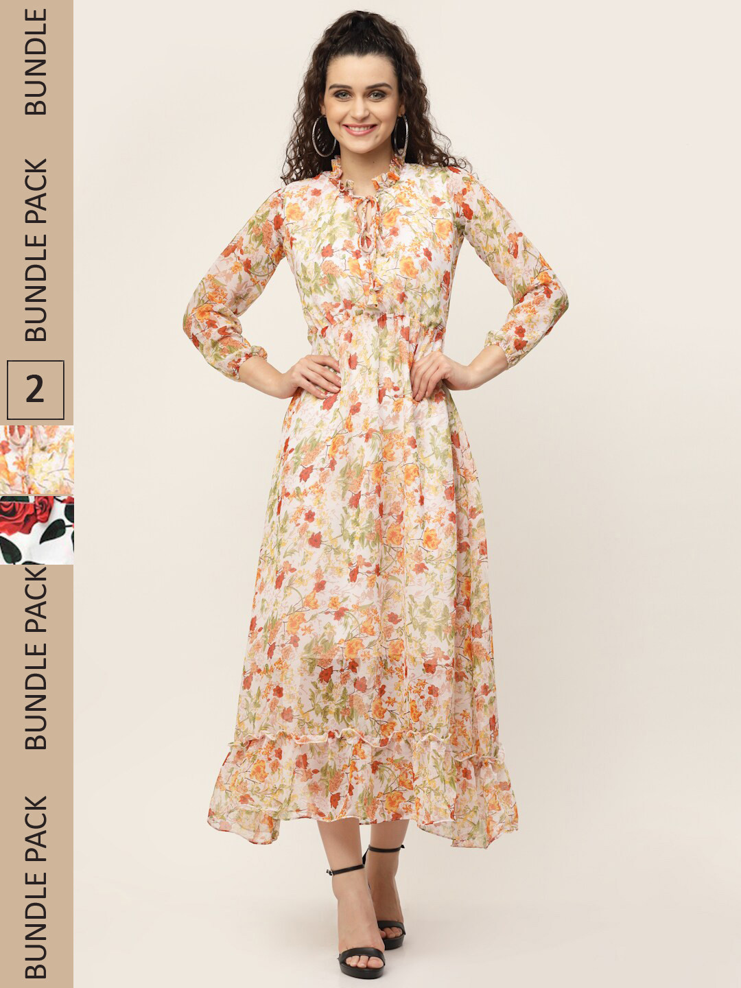 MISS AYSE Orange & White Pack Of 2 Floral Printed Tie-Up Neck Georgette Maxi Midi Dress
MISS AYSE Orange & White Pack Of 2 Floral Printed Tie-Up Neck Georgette Maxi Midi Dress