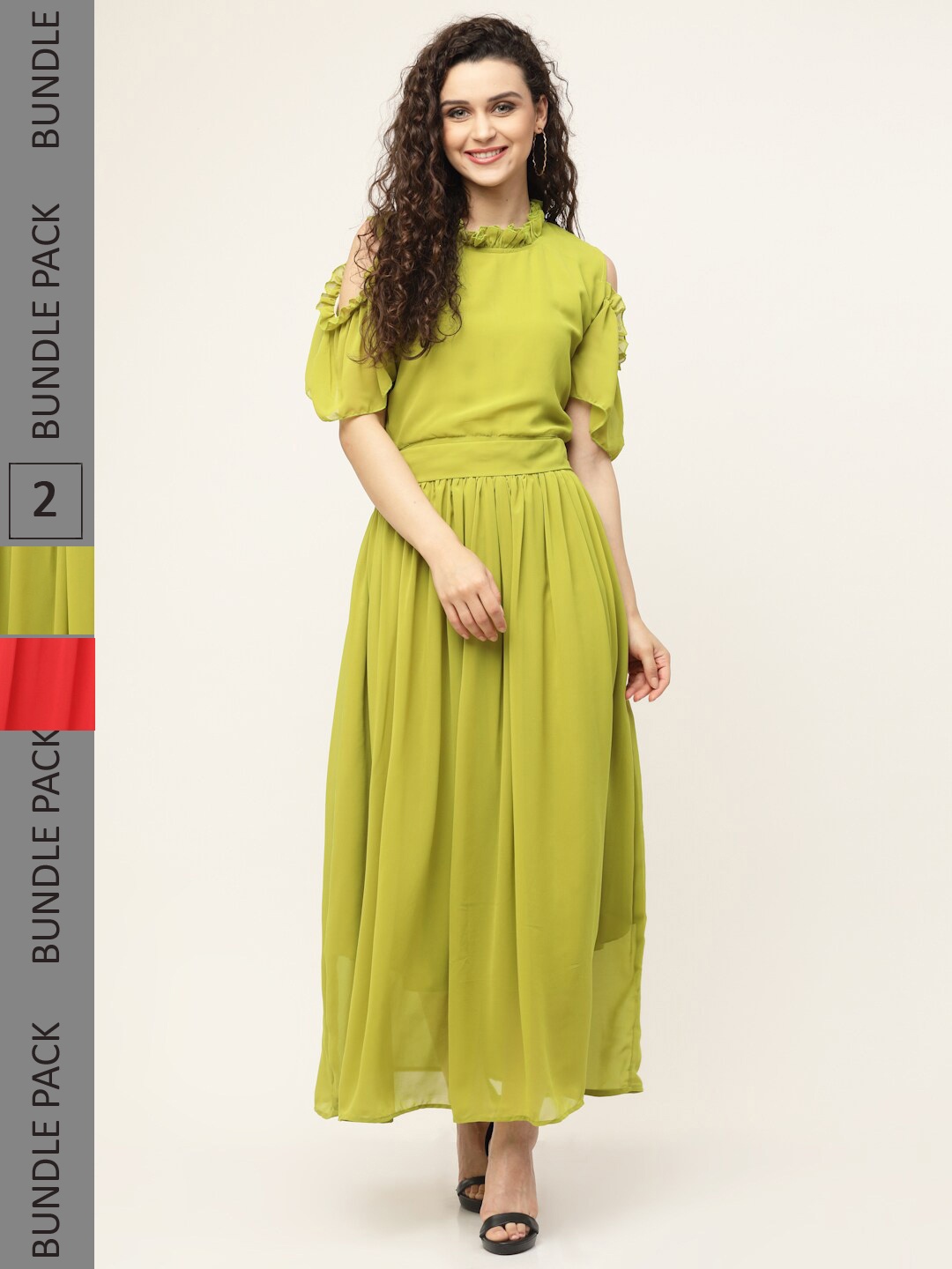 MISS AYSE Green Pack of 2 Georgette Maxi Dress