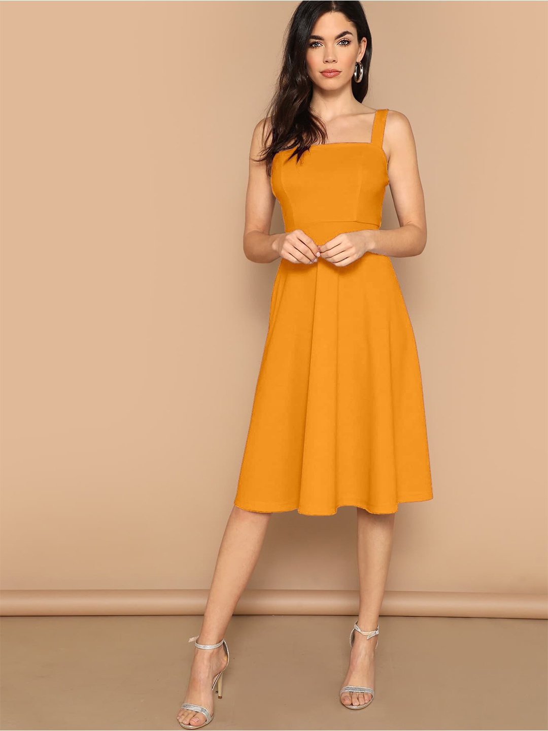FAVRIZ Yellow Polyester Dress