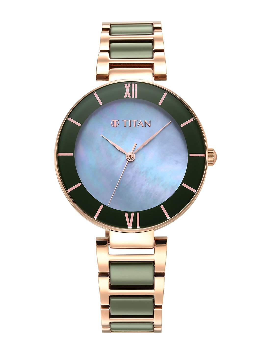 Titan Women Blue Mother of Pearl Dial & Rose Gold-Plated Ceramic Bracelet Style Straps Analogue Watch
Titan Women Blue Mother of Pearl Dial & Rose Gold-Plated Ceramic Bracelet Style Straps Analogue Watch