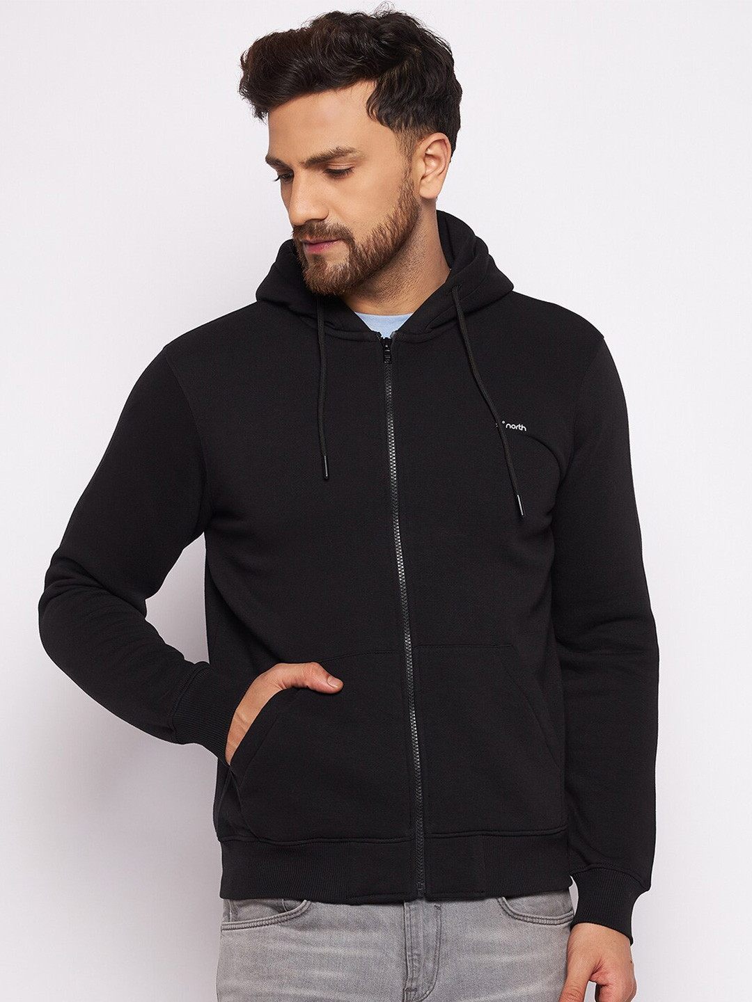 98 Degree North Men Fleece Open Front Jacket, Black 
98 Degree North Men Fleece Open Front Jacket, Black