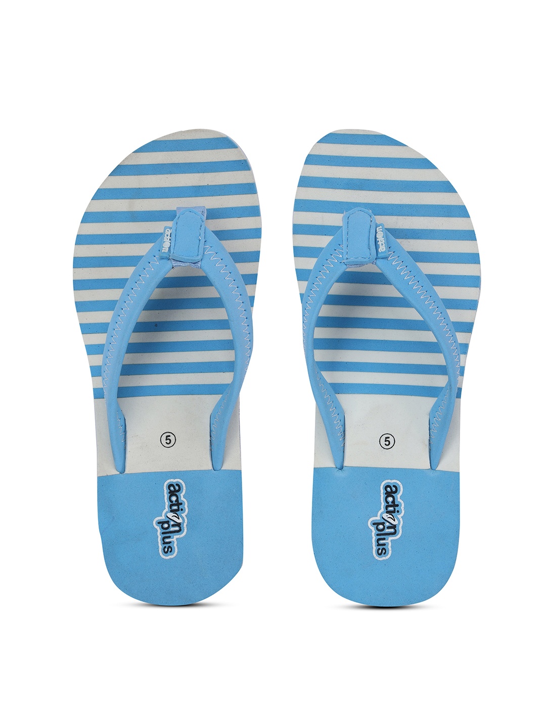 Action Plus Women Blue & White Striped Thong Flip-Flops