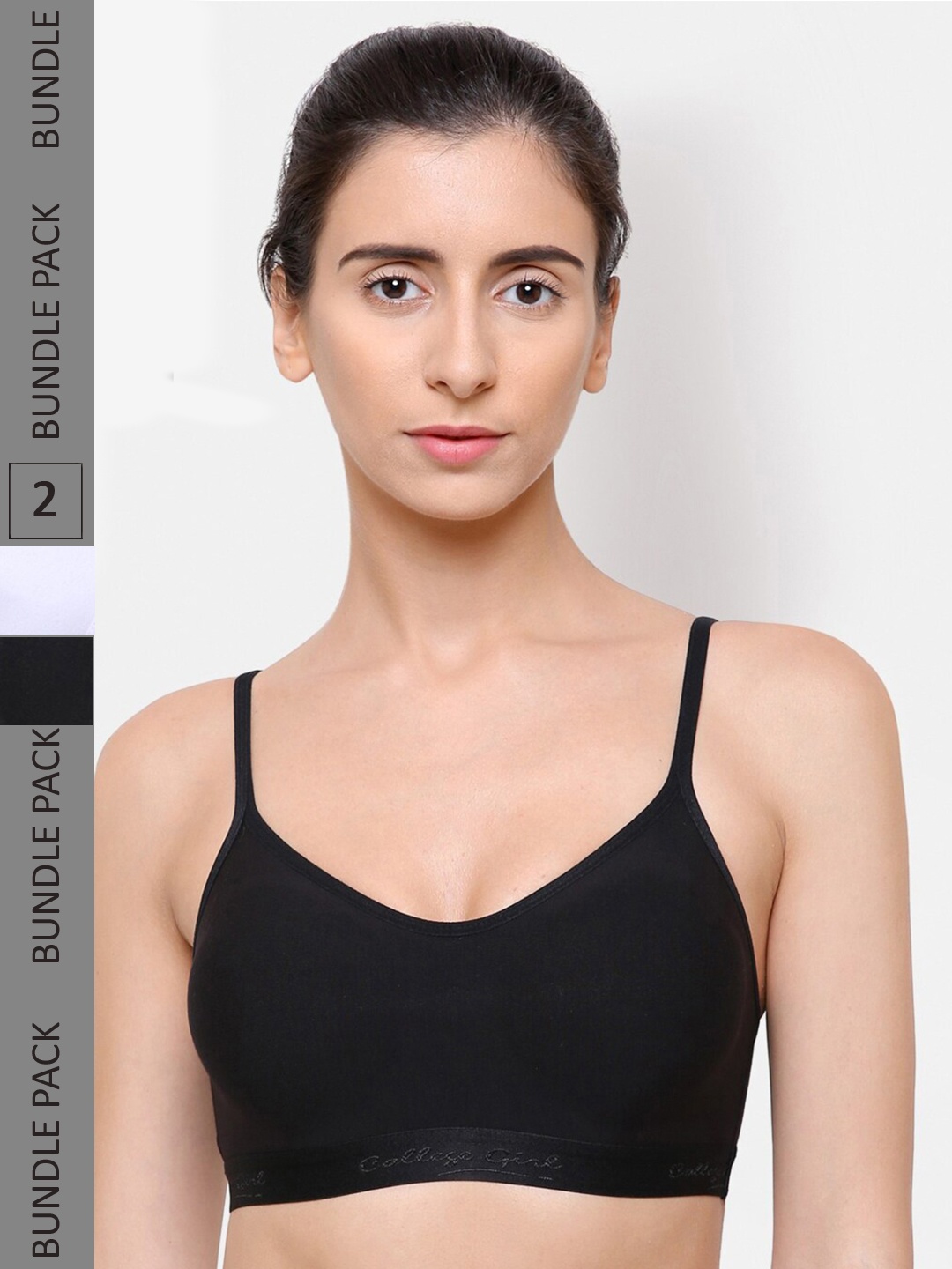 College Girl Pack Of 2 Black & White Workout Bra