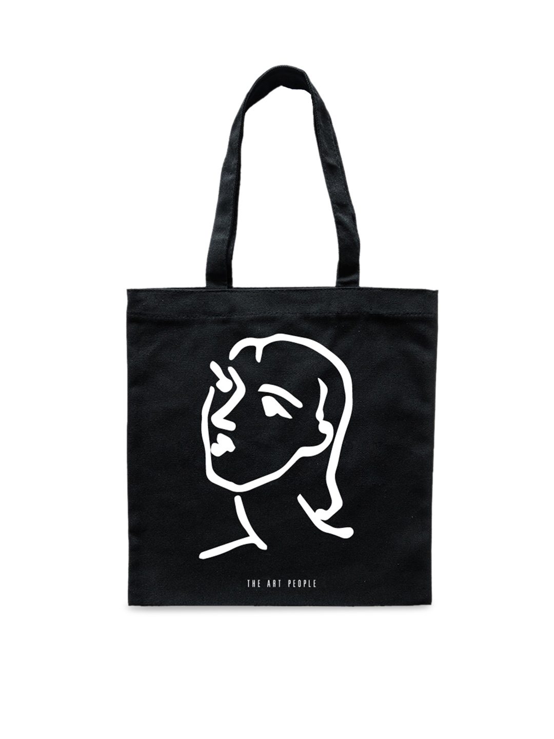 The Art People Women Printed Canvas Shopper Tote Bag, Black