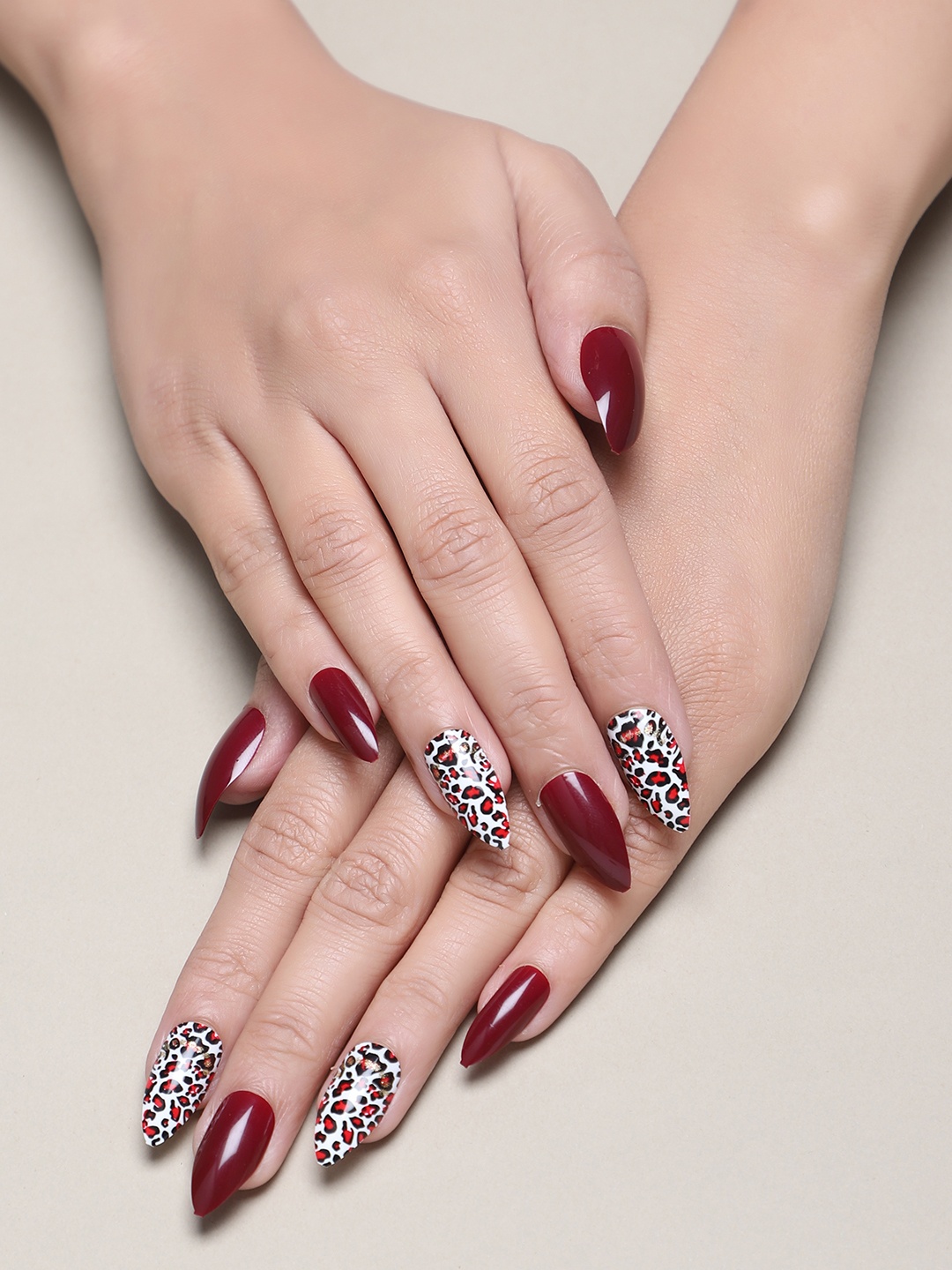 LICK 12 Pcs Animal Print Acrylic Reusable Press On Nails With Application Kit, Maroon
LICK 12 Pcs Animal Print Acrylic Reusable Press On Nails With Application Kit, Maroon