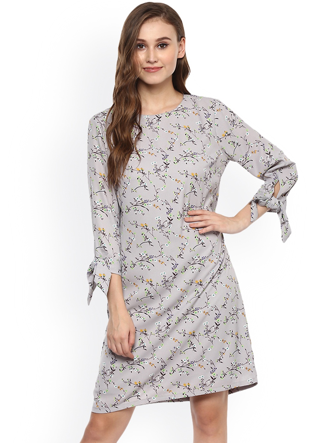 Harpa Women Grey Printed A-Line Dress