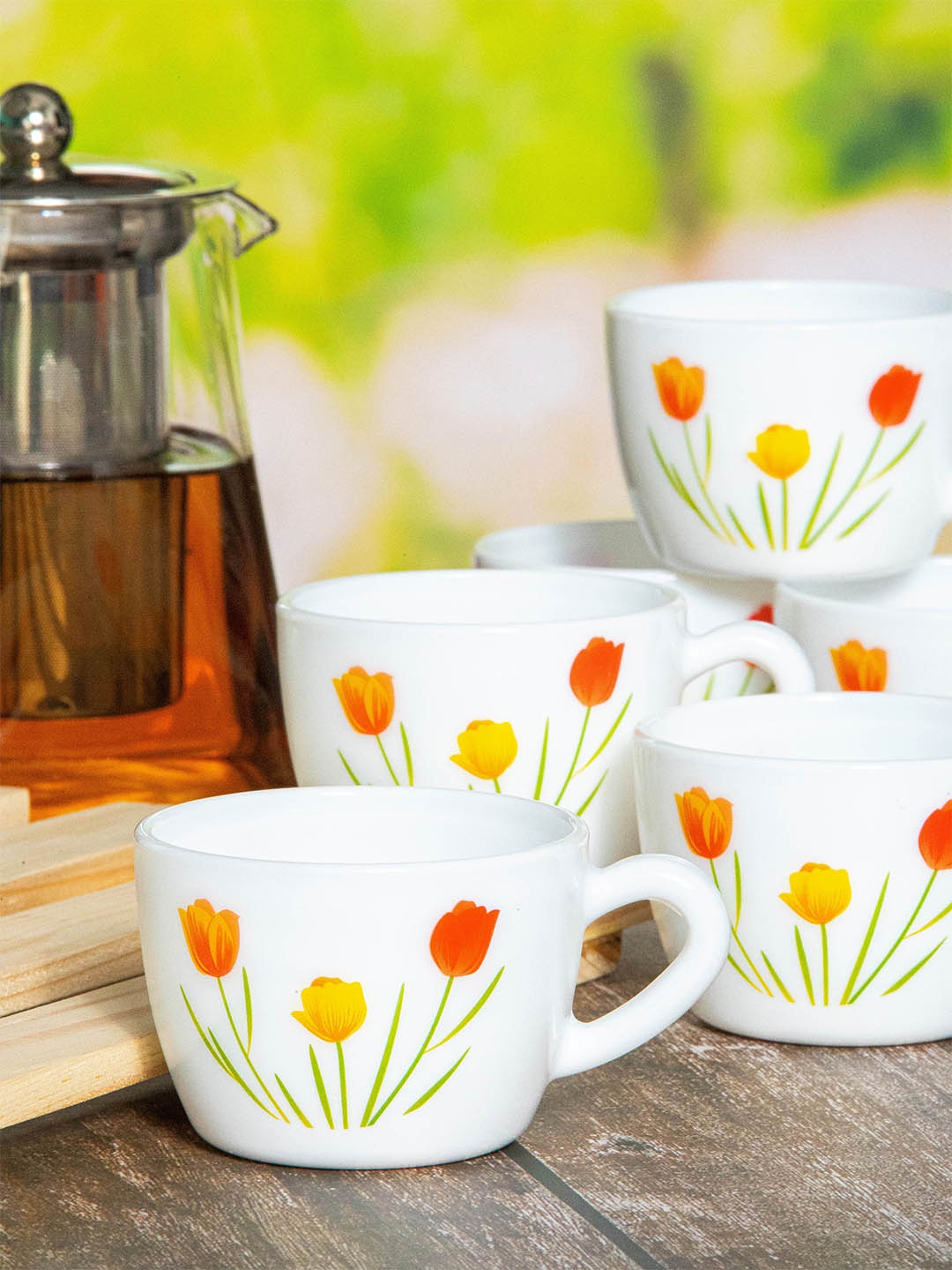 Cello White & Yellow Yellow Yellow Floral Printed Opalware Glossy Cups Set of Cups and Mugs
Cello White & Yellow Yellow Yellow Floral Printed Opalware Glossy Cups Set of Cups and Mugs