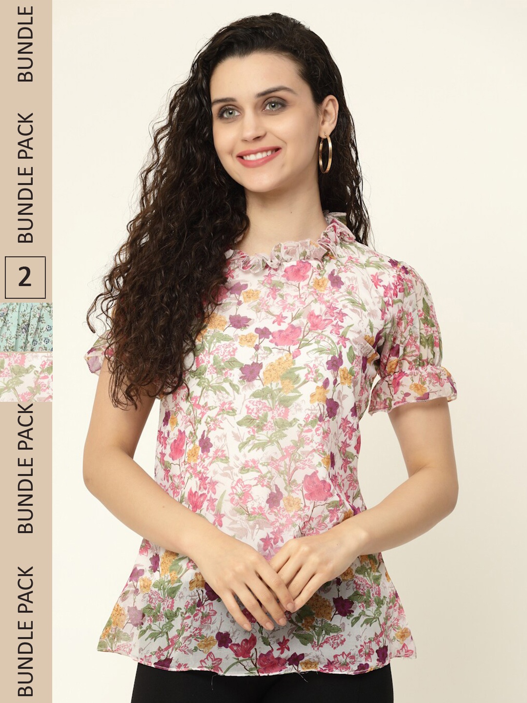 MISS AYSE Pack Of 2 Floral Printed Regular Tops, Off white