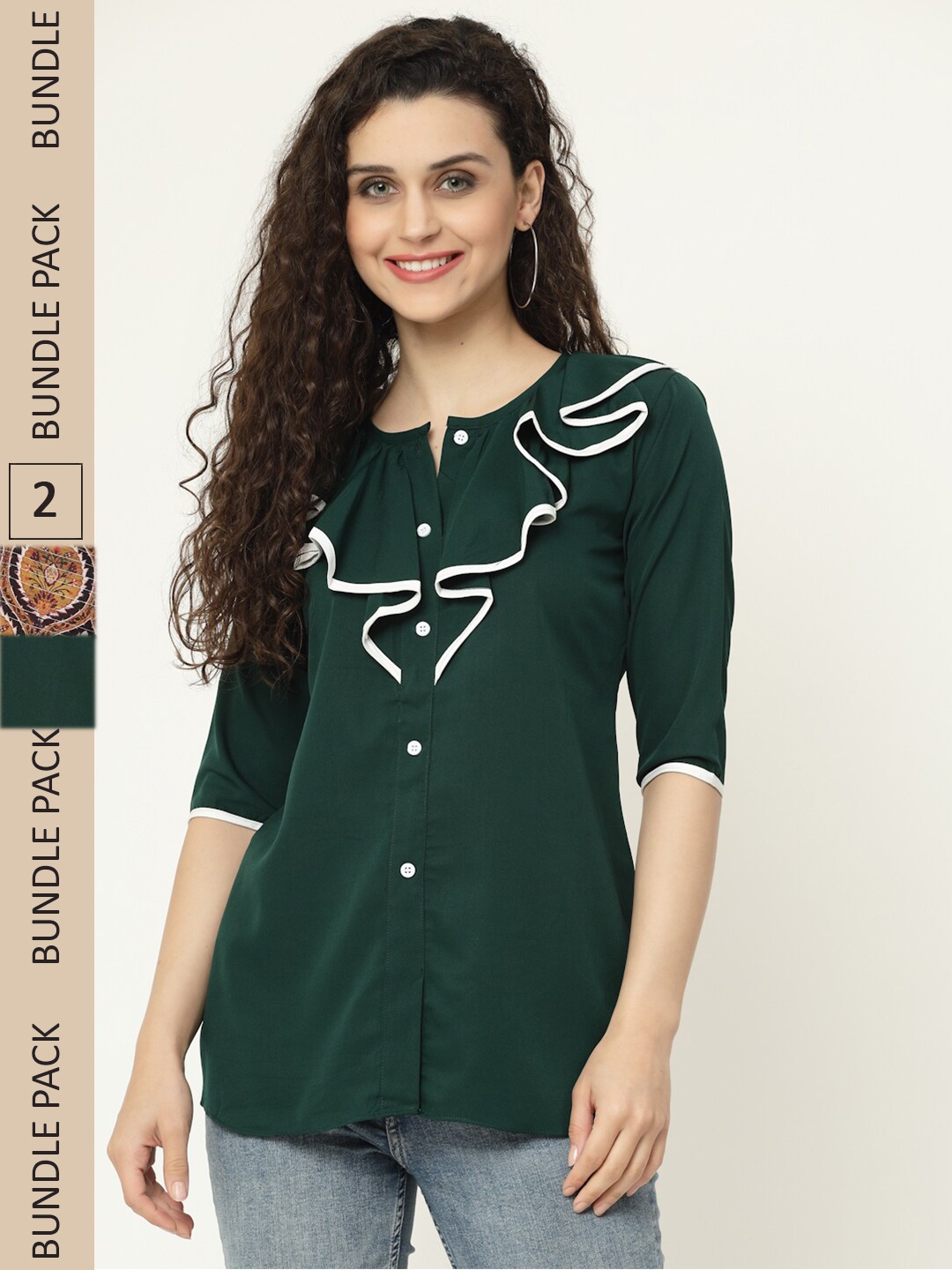 MISS AYSE Pack Of 2 Kaftan Top, Green