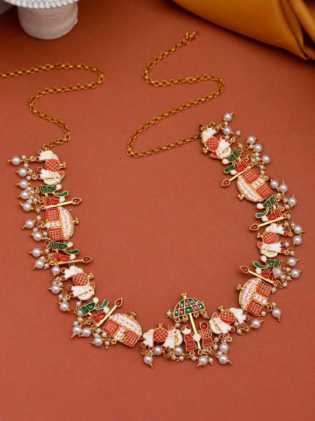 Silvermerc Designs Gold-Plated Kundan-Studded & Beaded Baraat Ethnic Kamarbandh, Red
Silvermerc Designs Gold-Plated Kundan-Studded & Beaded Baraat Ethnic Kamarbandh, Red