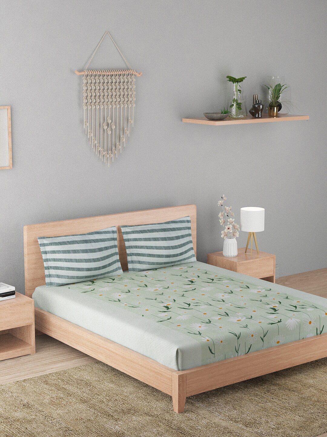 A Homes Grace Sea Green & Orange Floral 144 TC Queen Cotton Bedsheet with 2 Pillow Covers
A Homes Grace Sea Green & Orange Floral 144 TC Queen Cotton Bedsheet with 2 Pillow Covers