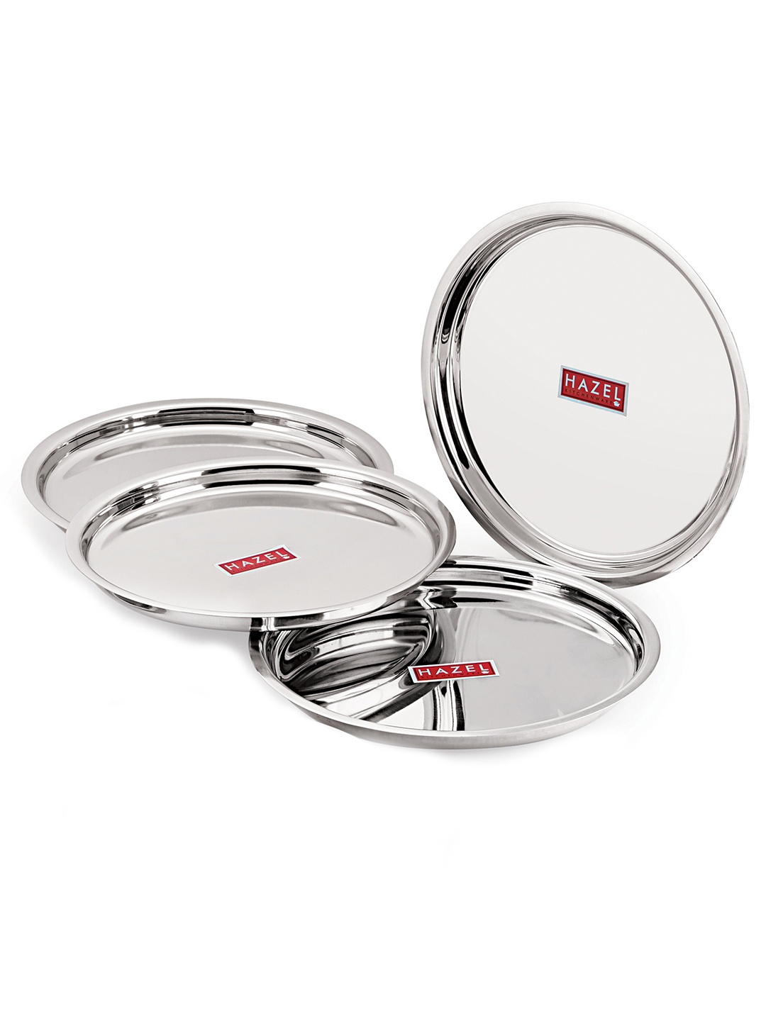 HAZEL Set of 4 Stainless Steel Plates Set Mirror Finish Thali Plate Set 23 cm, Silver
HAZEL Set of 4 Stainless Steel Plates Set Mirror Finish Thali Plate Set 23 cm, Silver