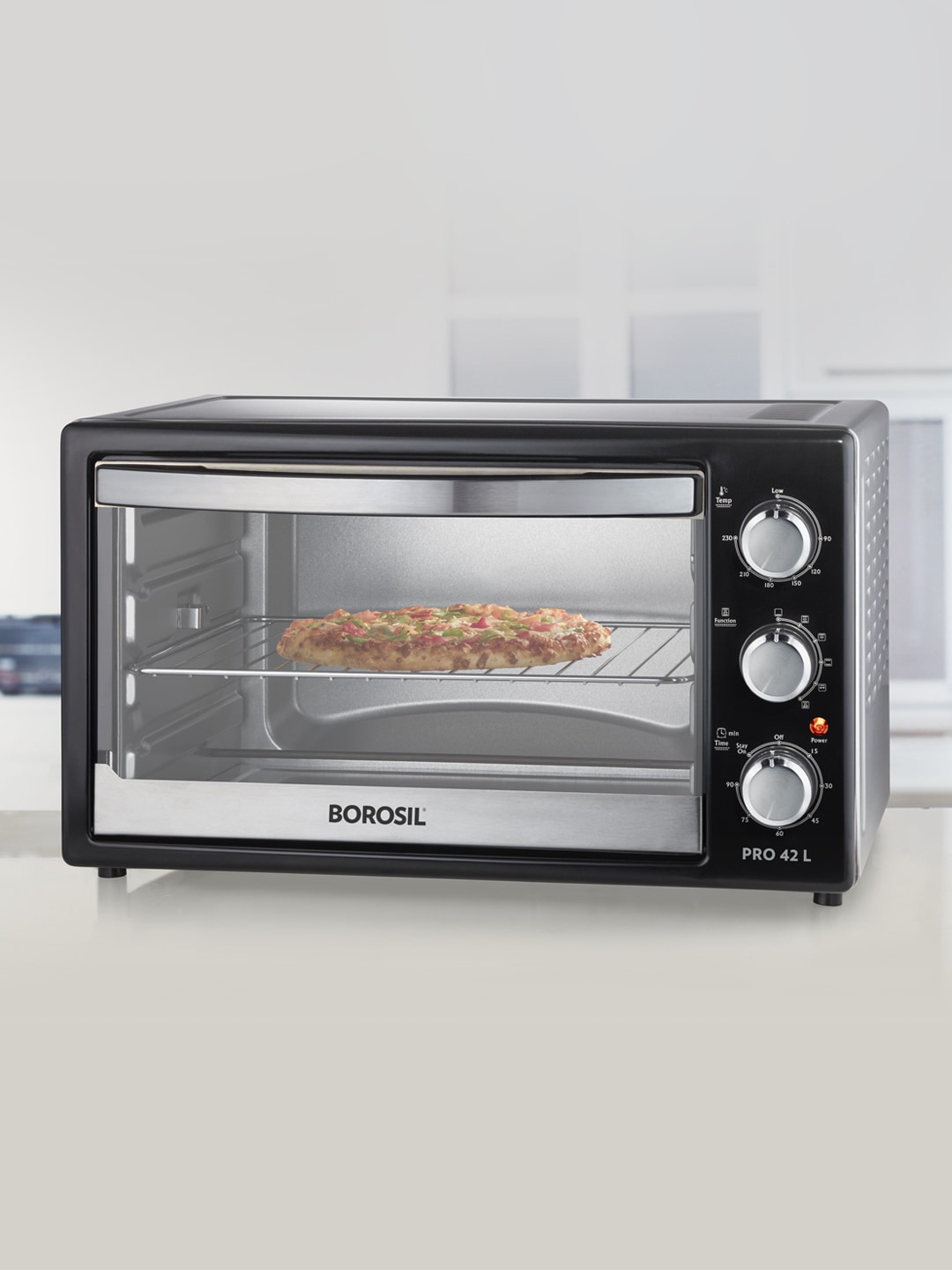 BOROSIL Black PRO OTG Oven With Motorised Rotisserie 6 Stage Heat Selection 2000W 42L
BOROSIL Black PRO OTG Oven With Motorised Rotisserie 6 Stage Heat Selection 2000W 42L