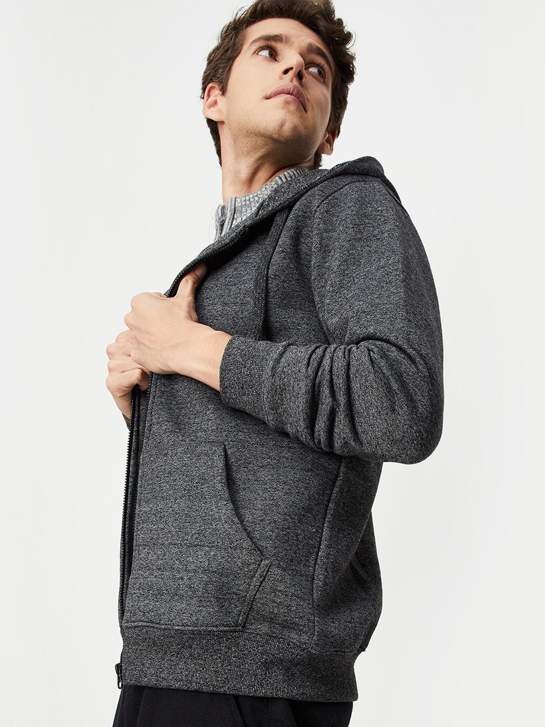 max Front-Open Hooded Sweatshirt, Black