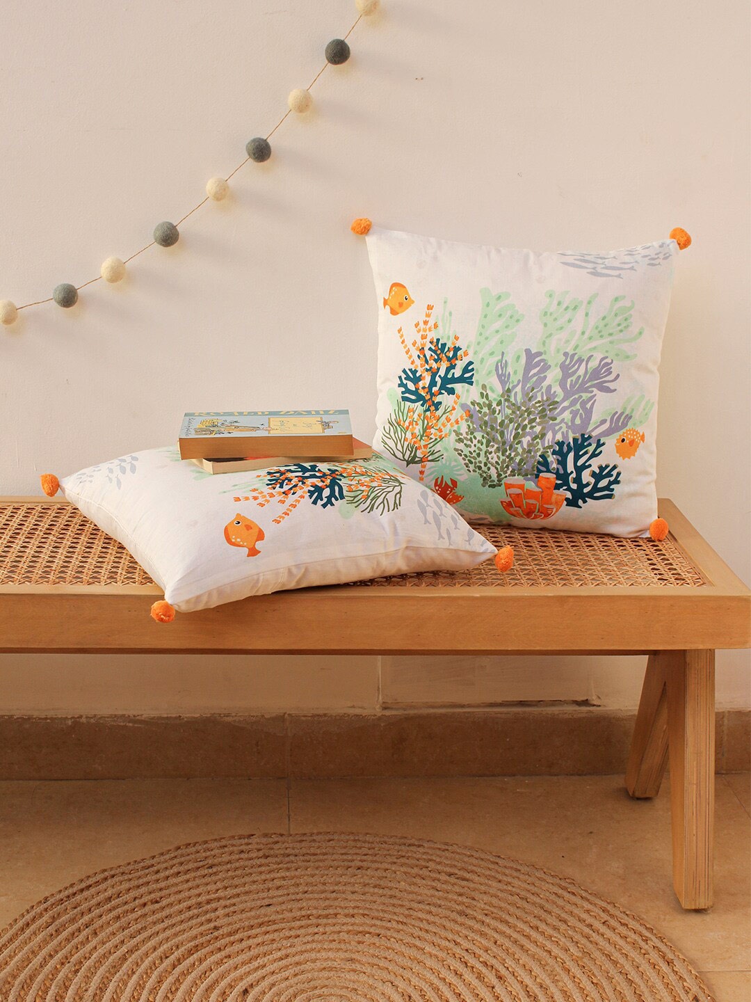 House This The Coral Reef White & Orange Set of 2 Floral Cotton Square Cushion Covers
House This The Coral Reef White & Orange Set of 2 Floral Cotton Square Cushion Covers